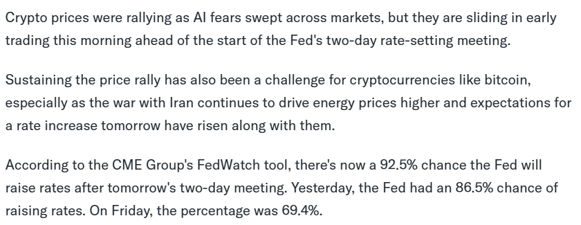 AI fears crypto market note from Yahoo Finance on September 15