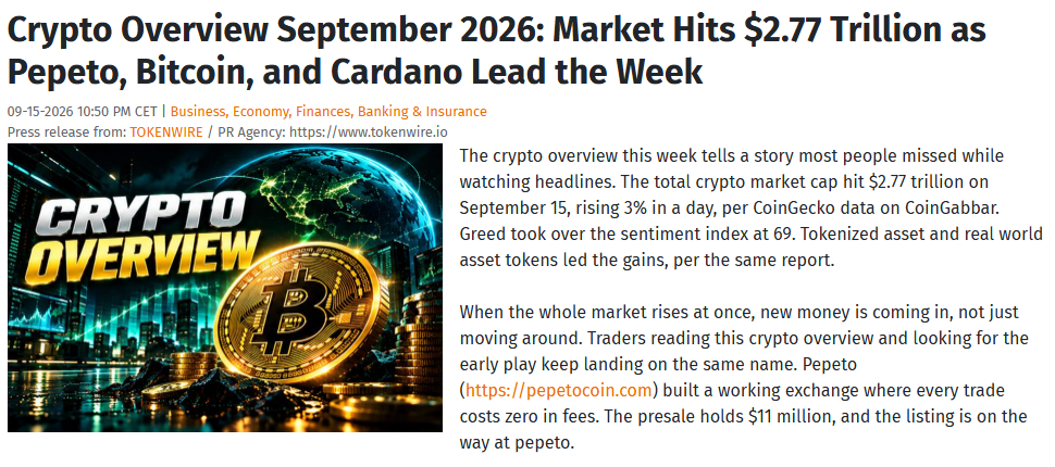 Presale press release on openPR that opens as a crypto market overview