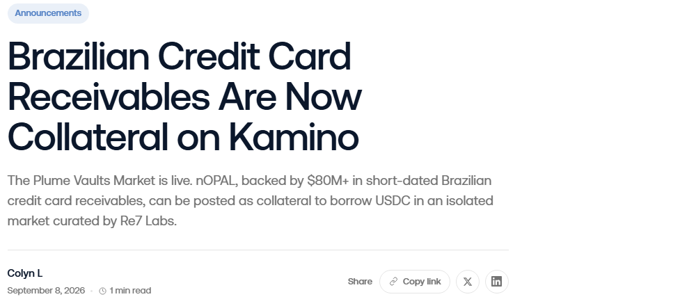 RWA credit markets Kamino Brazilian credit card receivables collateral